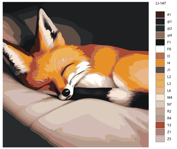 Картина по номерам «Спящий лисенок» — картинка 2