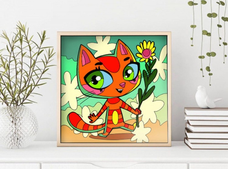 Картина по номерам «Цветочный кот» — картинка 6