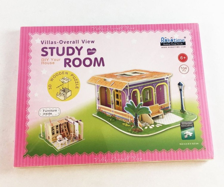 Деревянный 3D пазл Robotime «Кабинет» — картинка 3