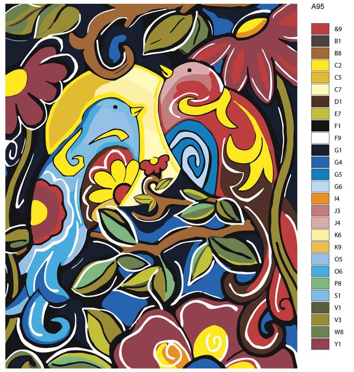 Картина по номерам «Птички на ветке» — картинка 2