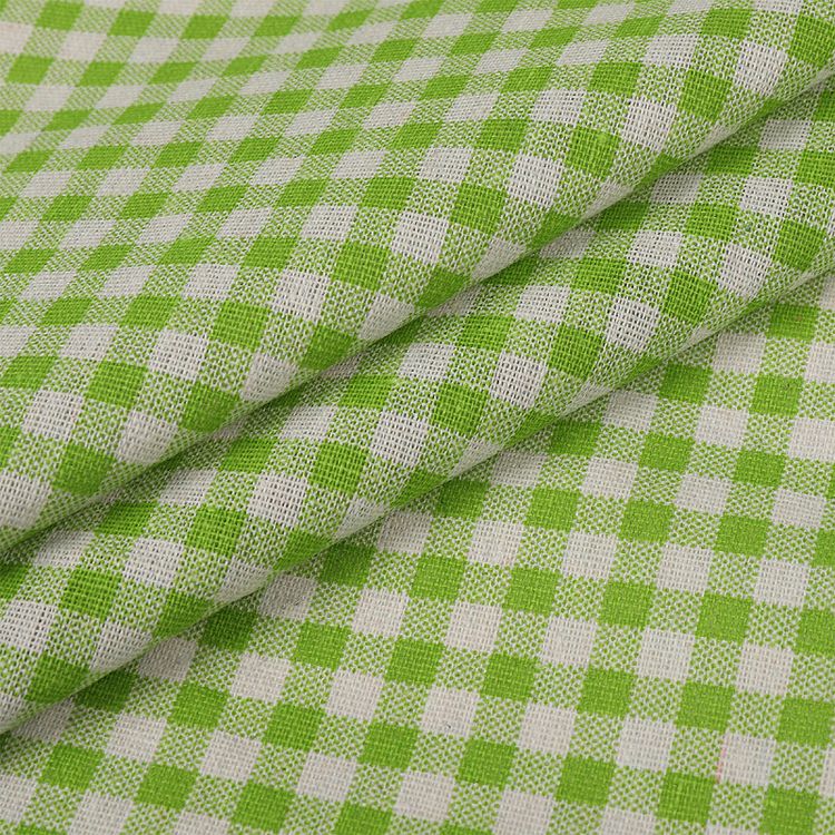 Ткань Лен, 140 г/м², 5 м x 150 см, цвет: зеленый, принт клетка, TBY — картинка 3