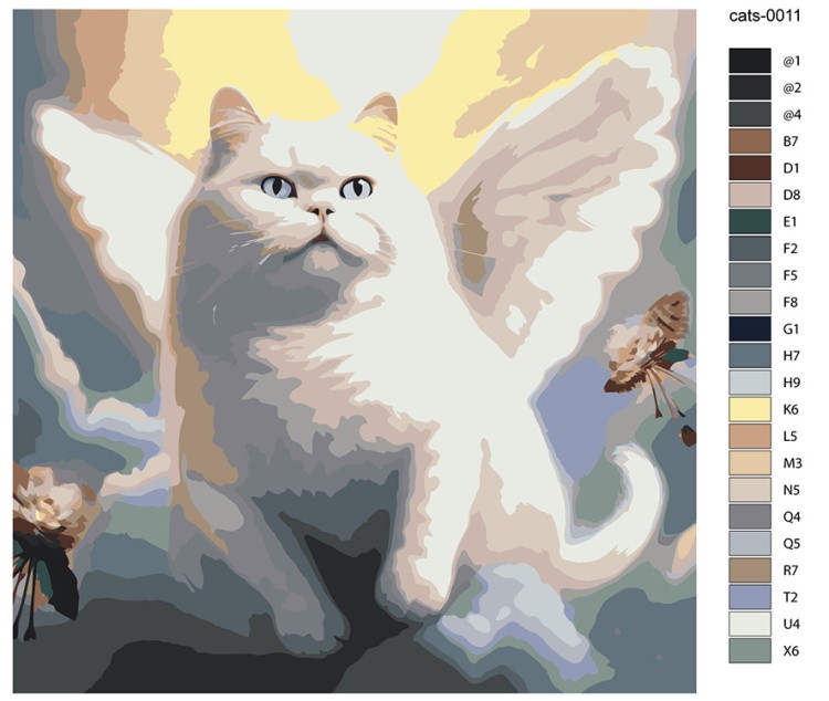 Картина по номерам «Толстый белый кот-ангел 2» — картинка 2