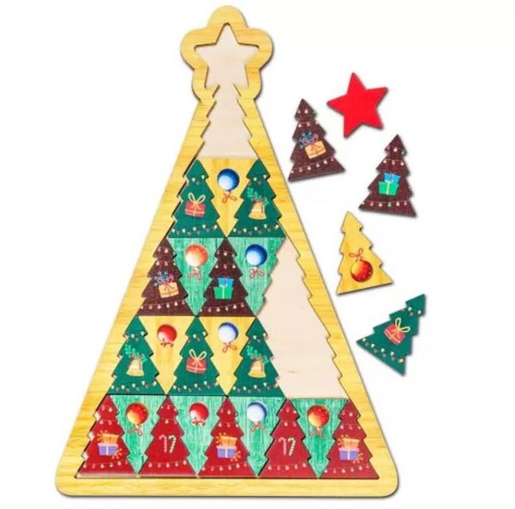 Развивающая игрушка из дерева «Мозаика. Новогодние елочки» — картинка 2