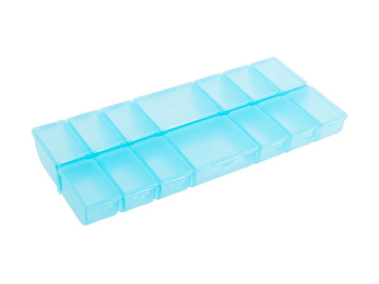 Коробка для швейных принадлежностей с индивидуальными крышками Gamma, цвет: голубой прозрачный