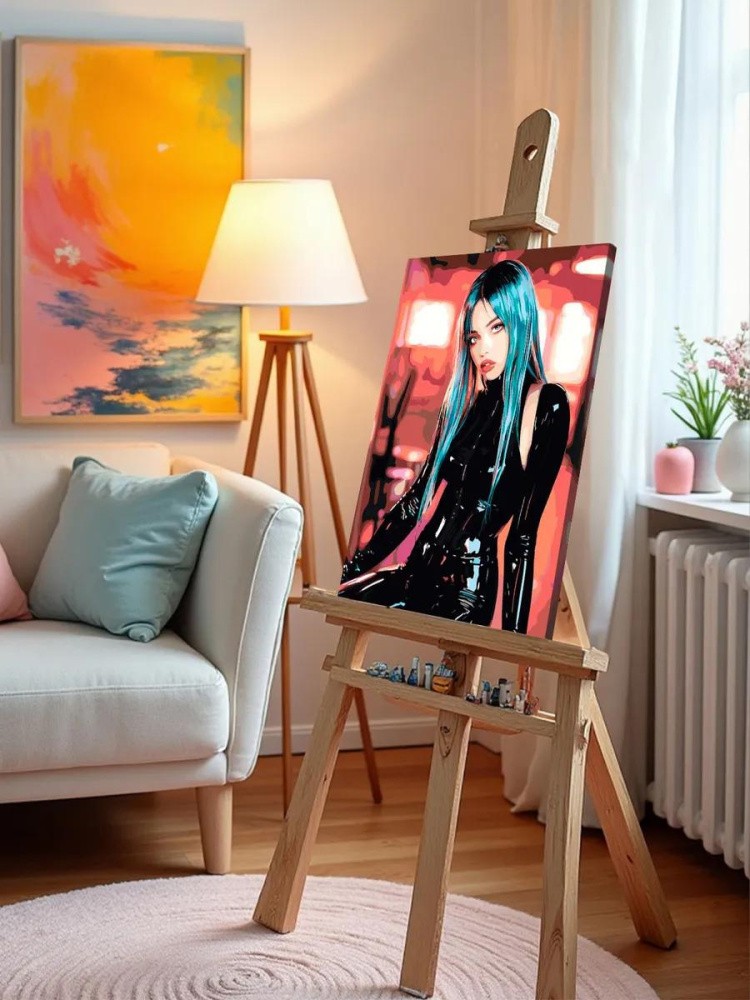 Картина по номерам «Девушка в латексе неон, бдсм 40x50» — картинка 10