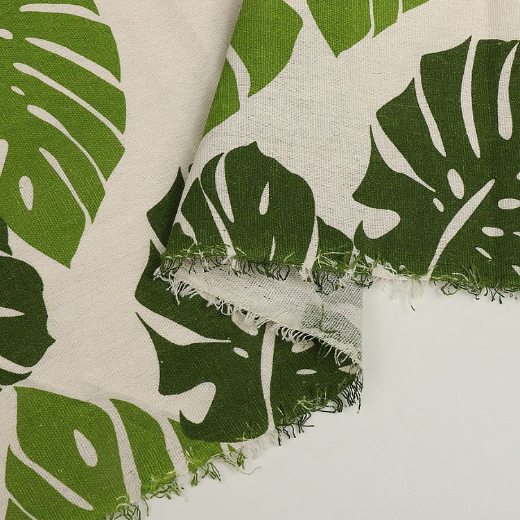 Ткань льняная, 3 м x 150 см, 140 г/м², цвет: бежевый, растительный принт, TBY — картинка 4