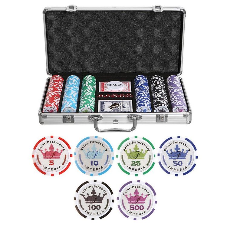 Покерный набор Empire, 300 фишек 11.5 г с номиналом в чемодане, сукно