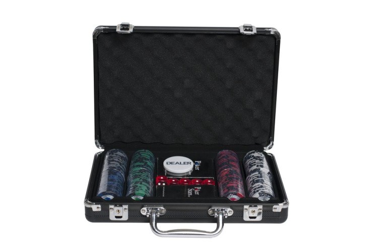 Покерный набор Black Stars, 200 фишек 14 г с номиналом в чемодане, карты пластик+ сукно — картинка 5