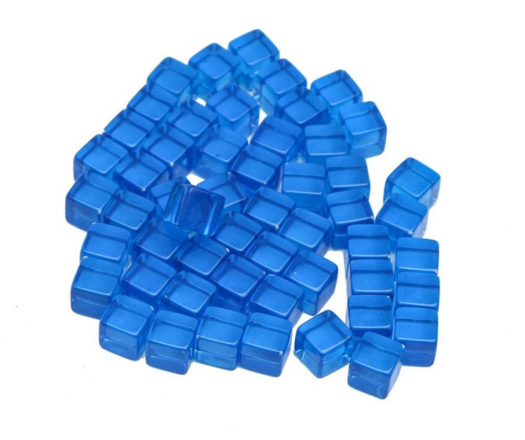 Кубик прозрачный 1х1 см, в ассортименте, акрил синий, 1 шт.