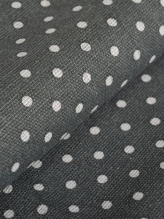 Ткань льняная, 1 м x 150 см, 140 г/м², цвет: серый, горошек, TBY — картинка 2