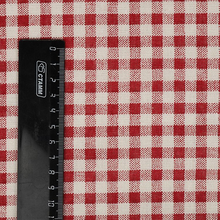 Ткань льняная, 3 м x 150 см, 140 г/м², цвет: красный, клетка, TBY — картинка 5