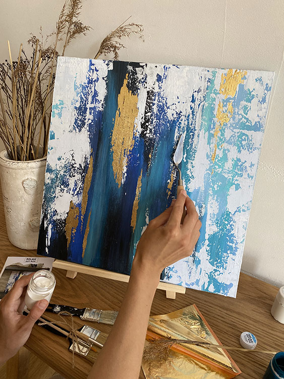 Набор для рисования с поталью и текстурной пастой «Blue wall» — картинка 5