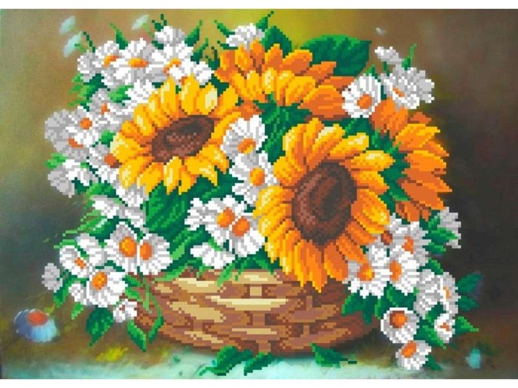 Рисунок на габардине «Цветы в корзине»