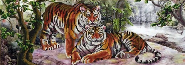Рисунок на ткани «Амурские тигры»