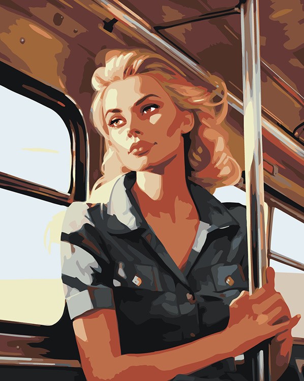 Картина по номерам «Портрет девушки в троллейбусе»