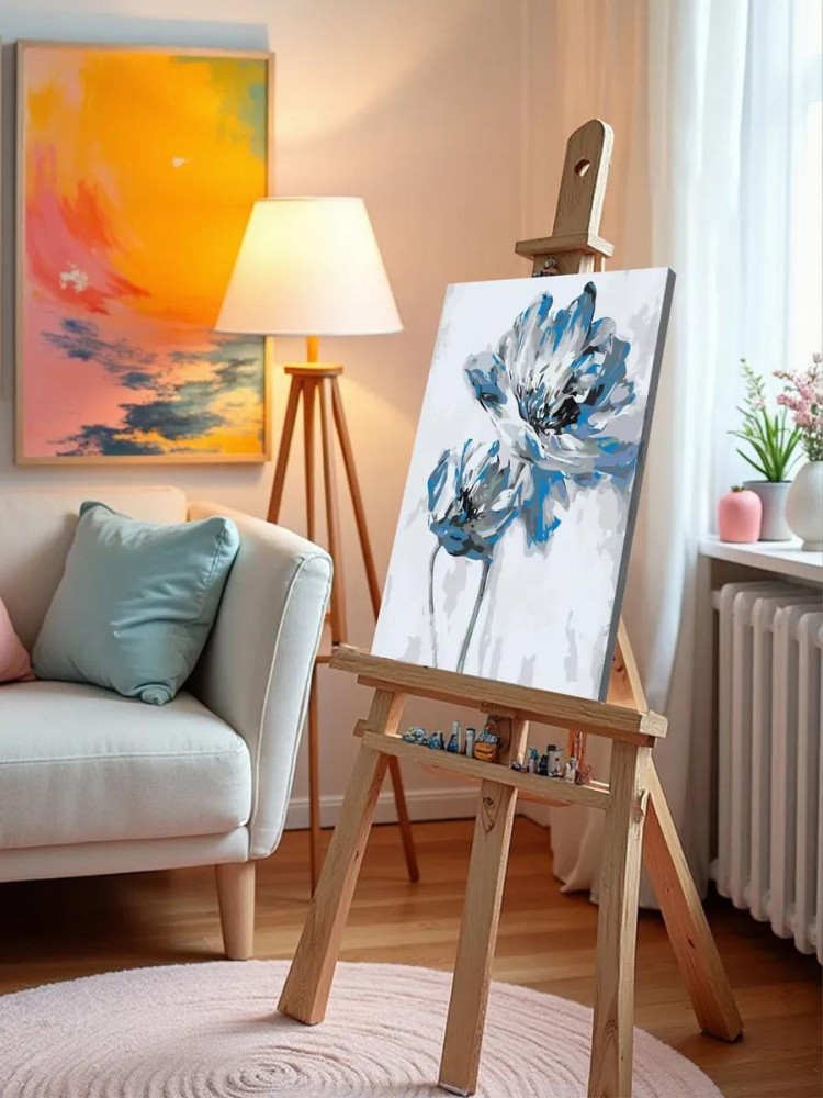 Картина по номерам «Голубые цветы» — картинка 9