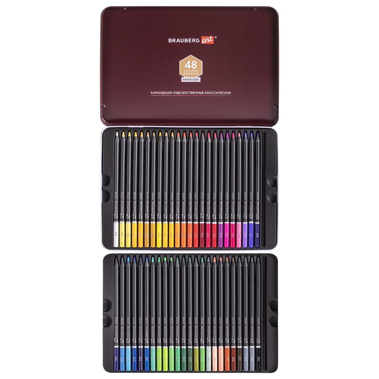 Карандаши цветные художественные BRAUBERG ART PREMIERE, набор 48 цв., 4 мм — картинка 2