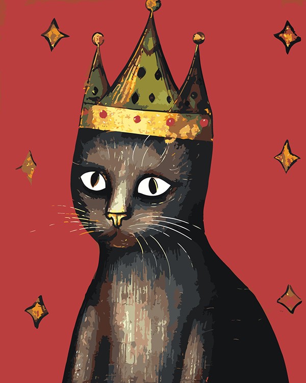 Картина по номерам «Средневековый кот в короне»