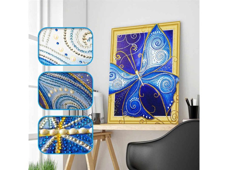 Алмазная вышивка 5D «Голубые крылья бабочки» — картинка 4