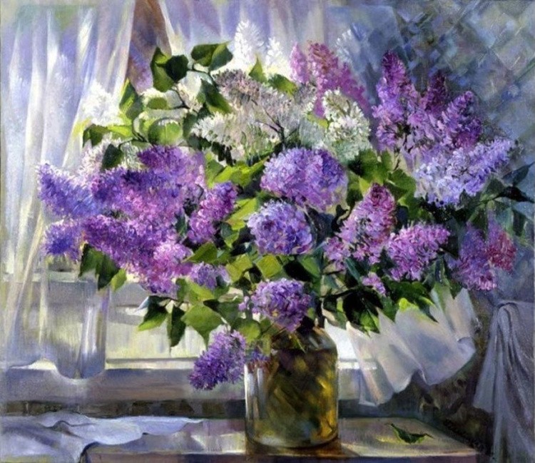Картина по номерам «Сирень на подоконнике» — картинка 2