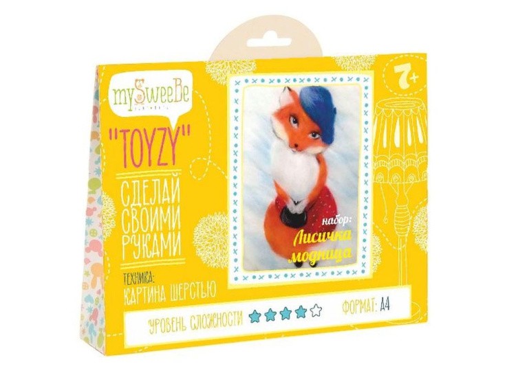 Картина шерстью «Лисичка модница» — картинка 2