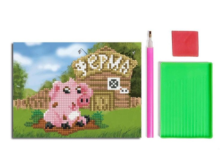 Алмазная вышивка-открытка «Поросенок Хрю» — картинка 2
