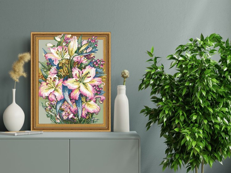 Алмазная вышивка «Розовые лилии» — картинка 5