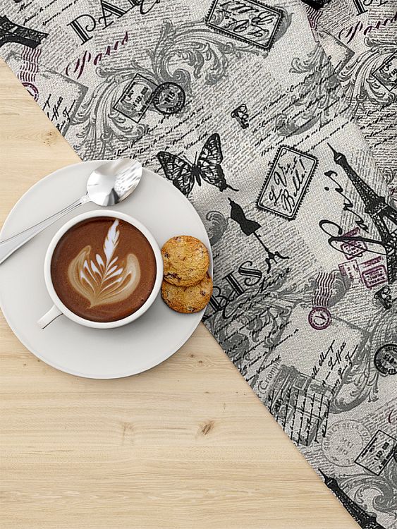 Ткань Лен, 140 г/м², 5 м x 150 см, цвет: бежевый, черный, принт, TBY — картинка 7