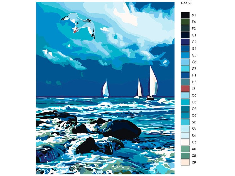 Картина по номерам «Парусники в море» — картинка 2