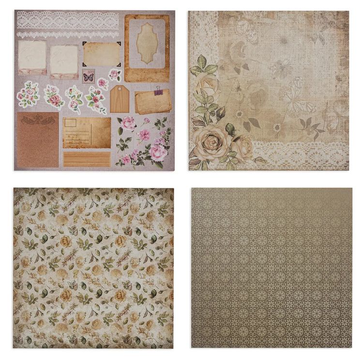 Бумага для скрапбукинга 15х15 см «Винтаж», 12 дизайнов — картинка 5