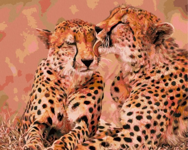 Картина по номерам «Гепарды милуются»