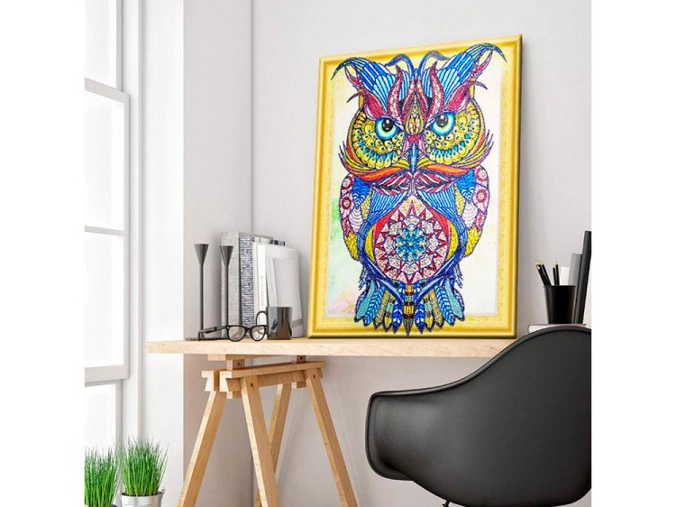 Алмазная вышивка 5D «Драгоценная сова» — картинка 4