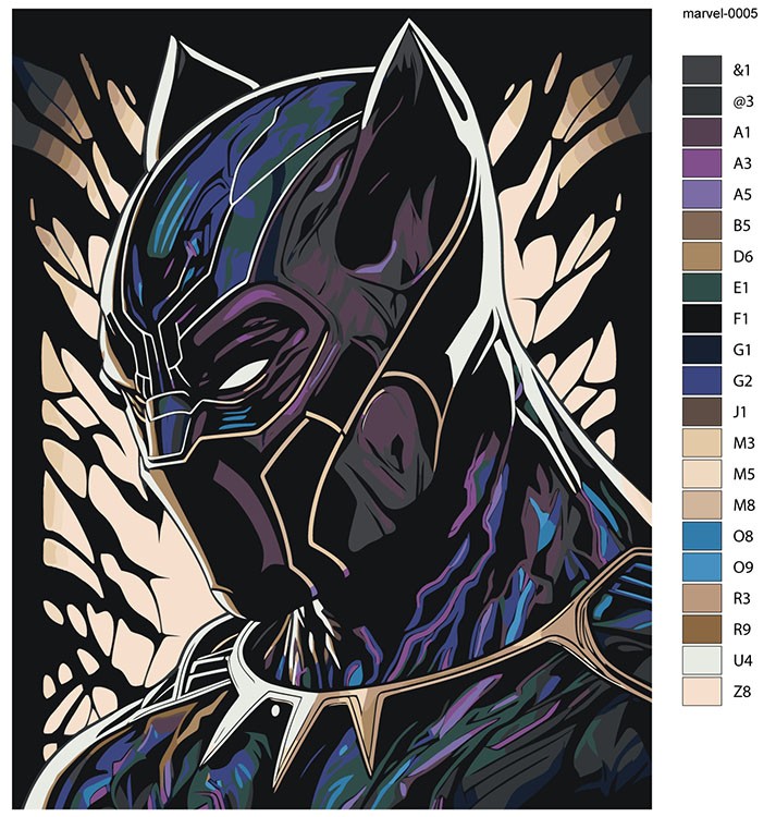Картина по номерам «Марвел Marvel: Черная Пантера 2» — картинка 2