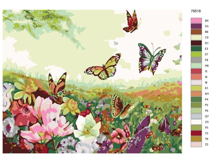 Картина по номерам «Бабочки и цветы» — картинка 2