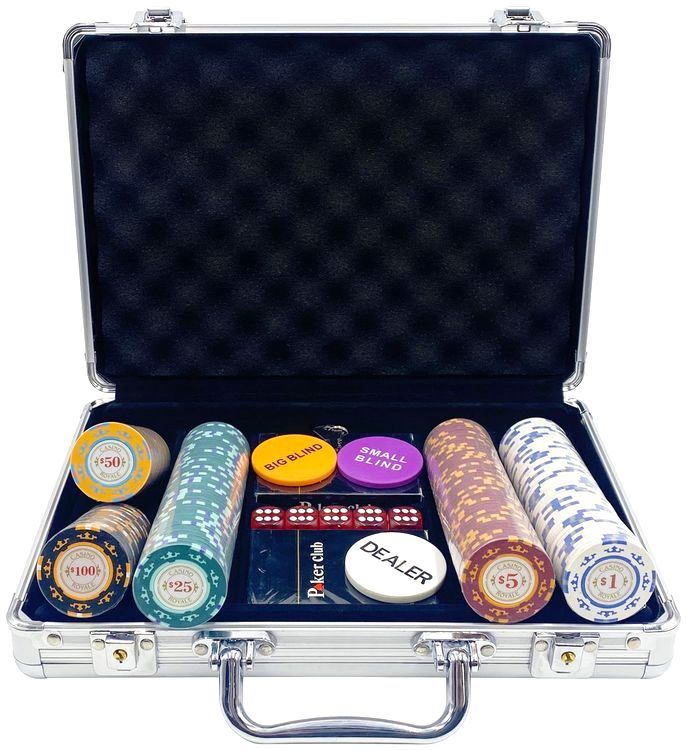 Покерный набор Casino Royal, 200 фишек, 14 г с номиналом в чемодане — картинка 2