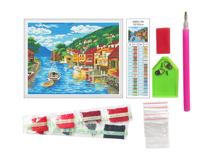 Алмазная вышивка «Городок на заливе» — картинка 2