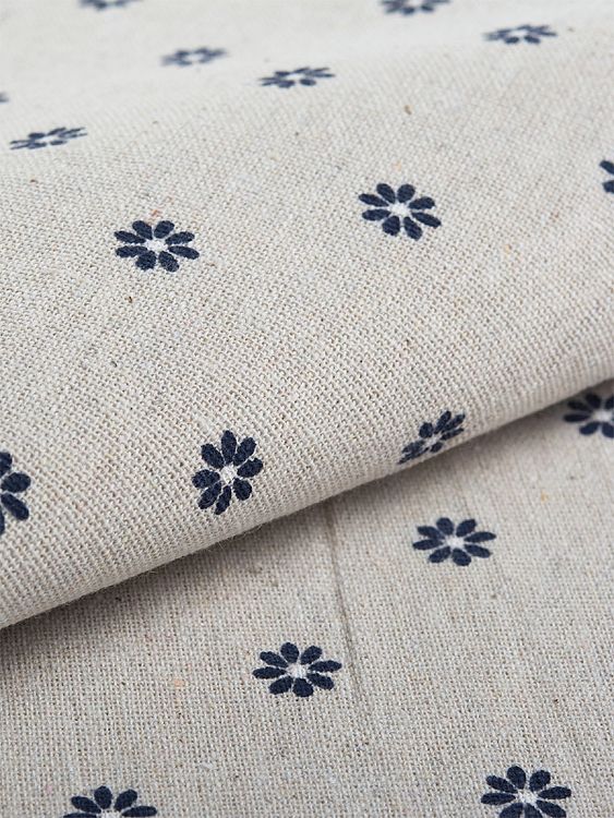 Ткань льняная, 1 м x 150 см, 140 г/м², цвет: серый, цветочный принт, TBY — картинка 3
