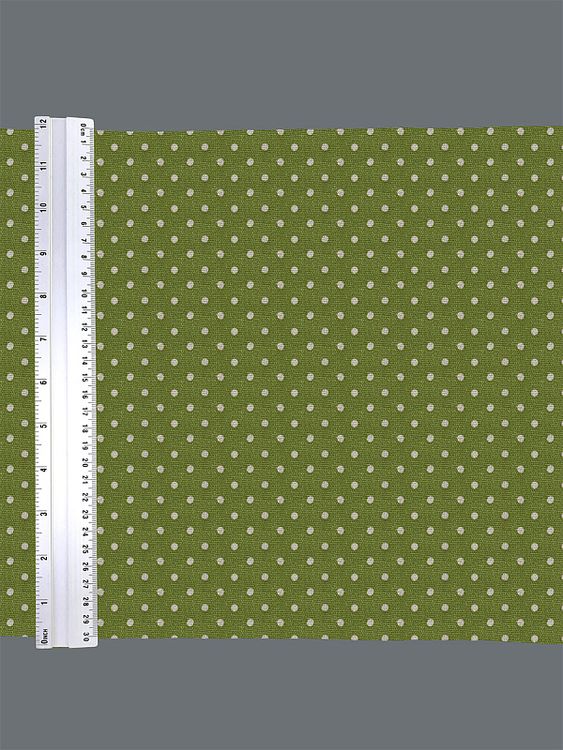 Ткань льняная, 1 м x 150 см, 140 г/м², цвет: салатовый, горошек, TBY — картинка 6