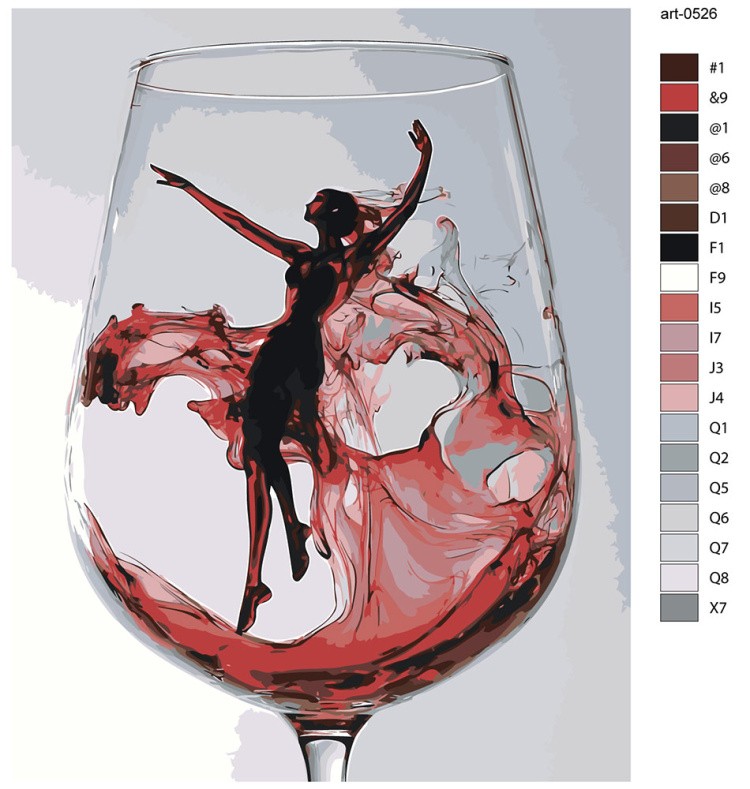 Картина по номерам «Красное вино и девушка в бокале, арт» — картинка 2