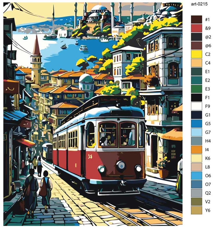 Картина по номерам «Стамбул, Турция: трамвай и мечеть арт» — картинка 2