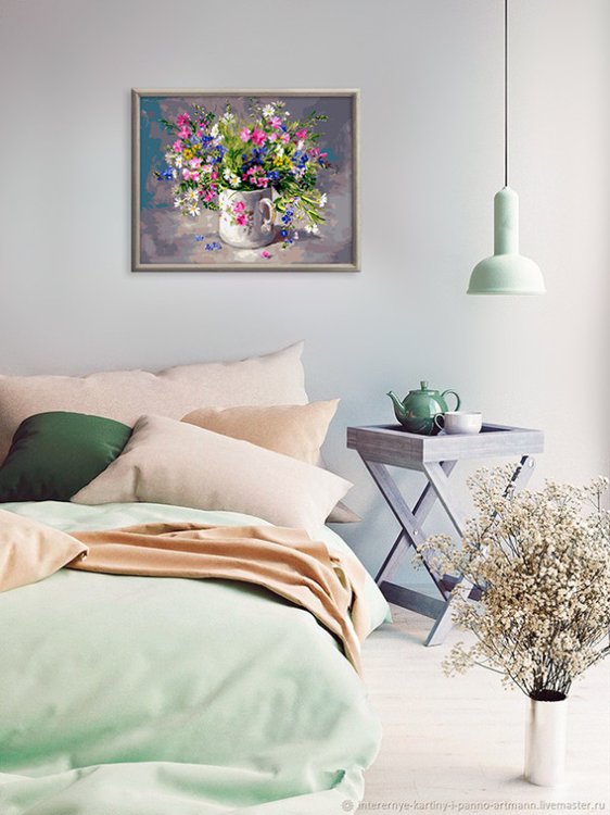 Картина по номерам «Полевые цветы в чашке» — картинка 8