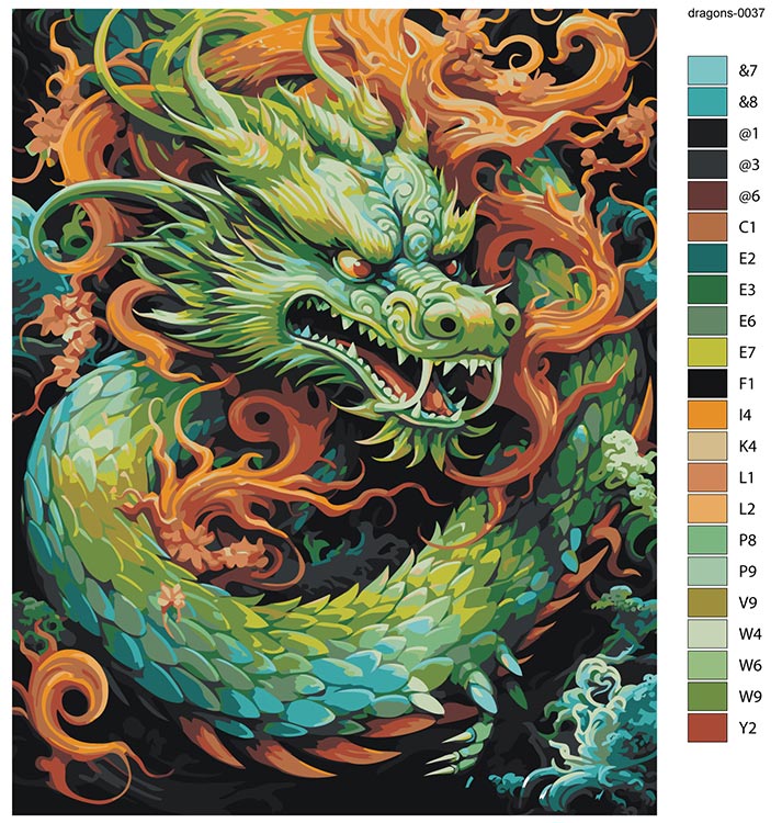Картина по номерам «Китайский зеленый дракон 2» — картинка 2
