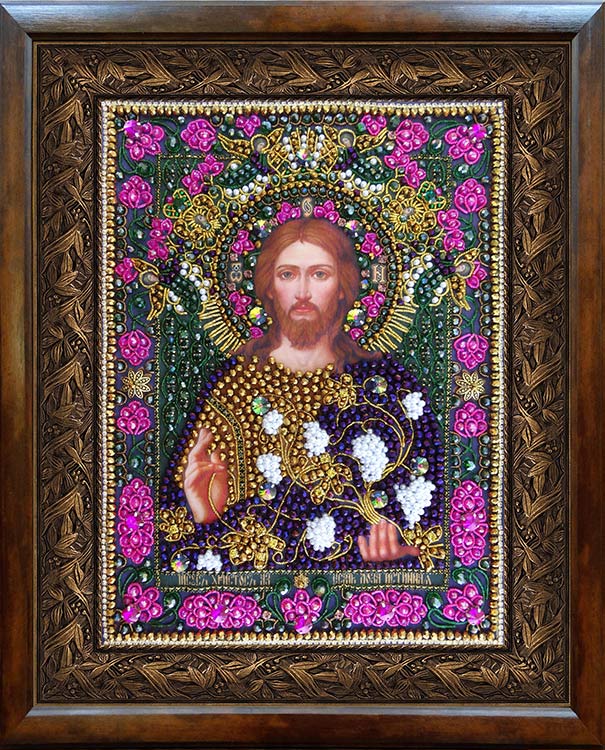 Набор для вышивания хрустальными камнями «Спас Лоза истинная» маленькая (акриловый жемчуг)  — картинка 2