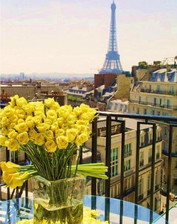 Алмазная вышивка «Париж. Желтые розы»