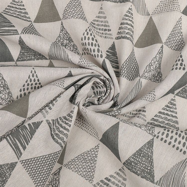 Ткань льняная, 1 м x 150 см, 140 г/м², цвет: молочный, геометрический принт, TBY — картинка 3