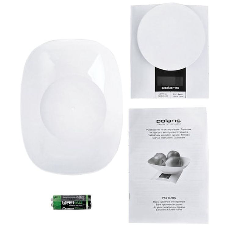 Весы кухонные POLARIS, электронный дисплей, чаша, max вес 3 кг, тарокомпенсация, пластик — картинка 6