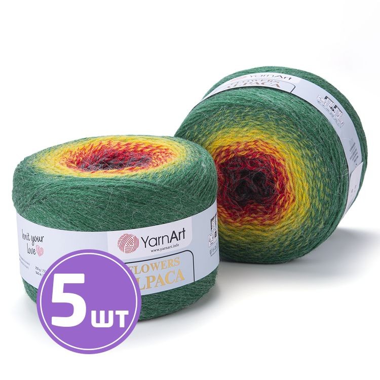 Пряжа YarnArt Flowers Alpaca (430), мультиколор, 5 шт. по 250 г