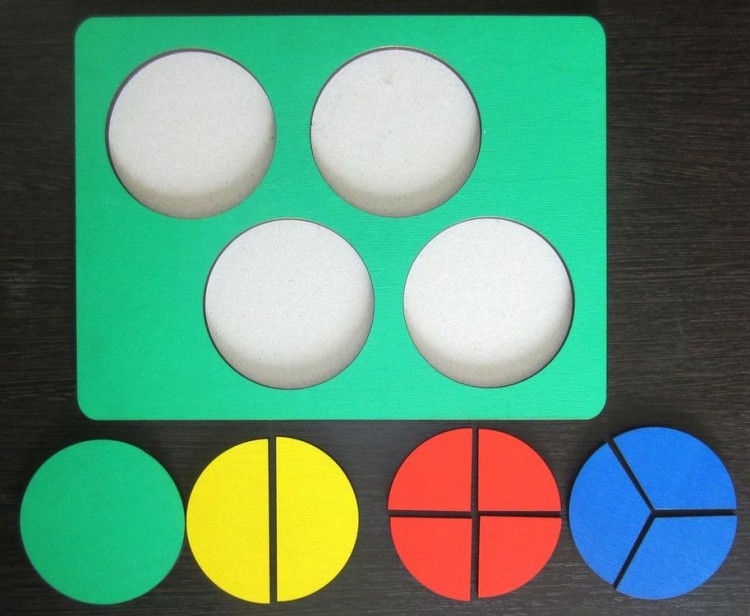 Развивающее пособие из дерева «Дроби» (1 уровень) — картинка 2