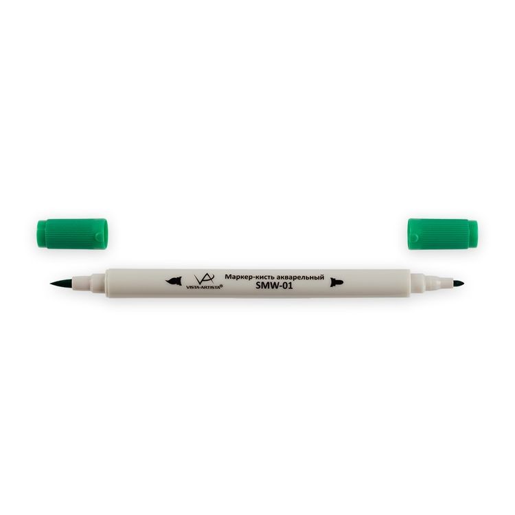 Акварельный маркер-кисть, 0.8 мм - 2 мм, кисть/круглое тонкое, изумрудный (Emerald Green), VISTA-ARTISTA