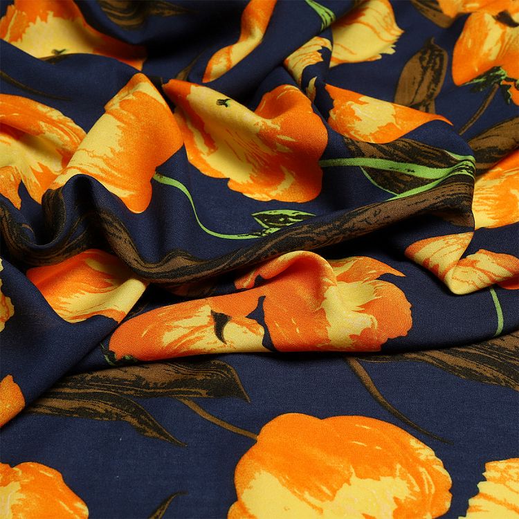 Ткань Штапель с рисунком, 5 м, ширина 145 см, 110 г/м2, цвет: с3 синий, TBY — картинка 3